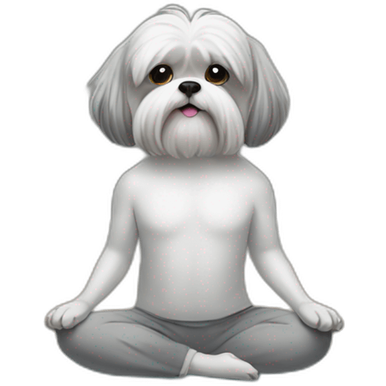 A grey shitzu doing yoga emoji