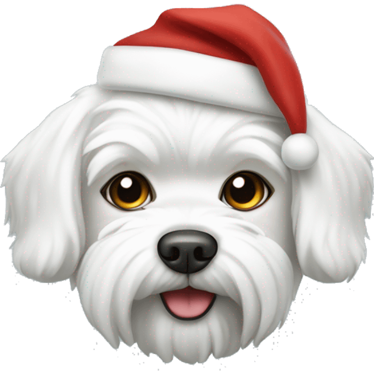  white maltese dog and Santa Claus  emoji