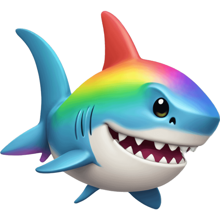 Chibi shark with rainbow accessories   emoji