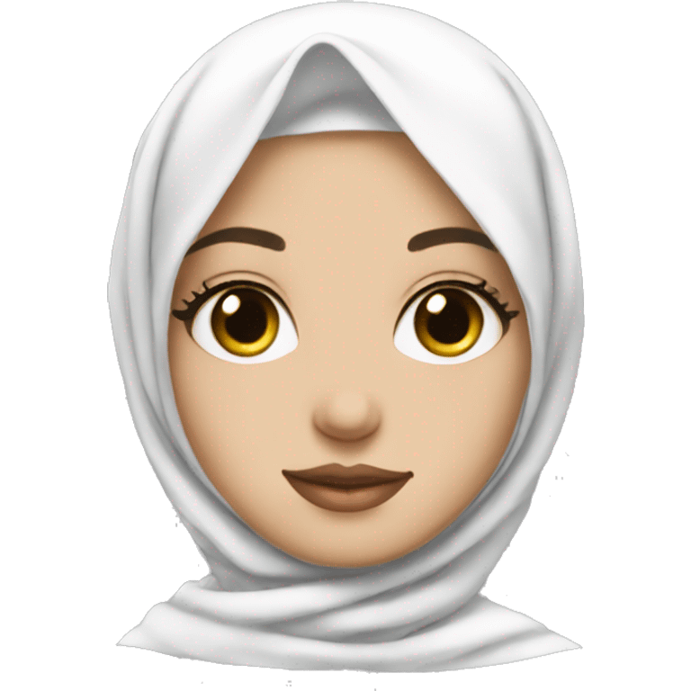 pretty girl wearing a white hijab with nice lashes emoji