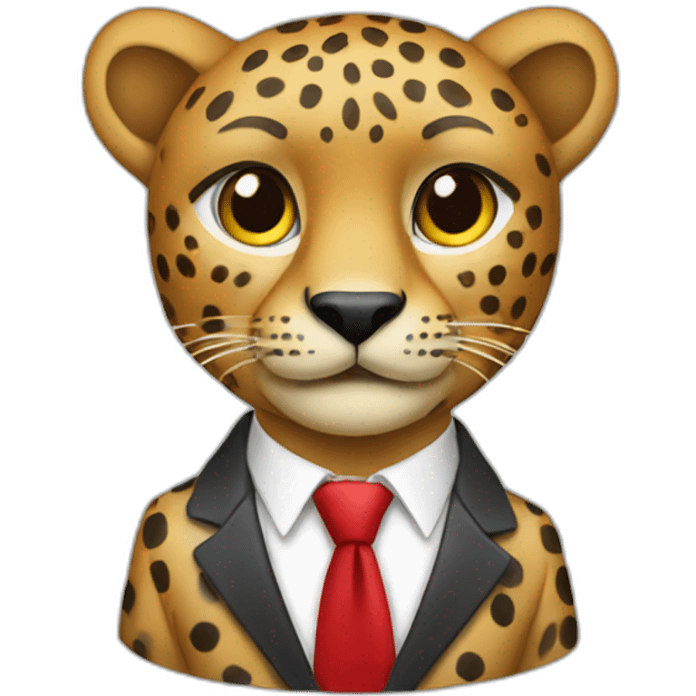 Cheetah wearing suit red tie emoji