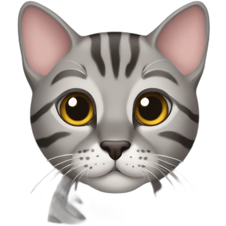 Grey big cute bengal cat emoji