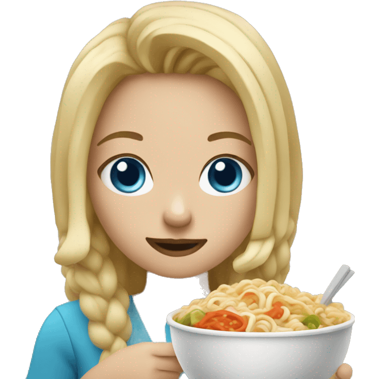 Blonde girl with blue eyes eating ramen  emoji