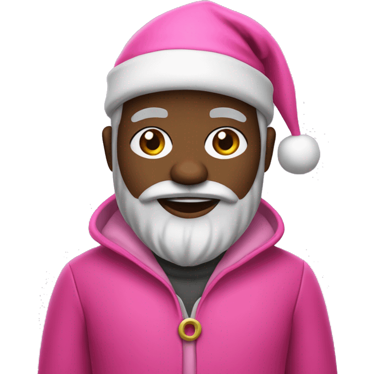 Black Santa with pink hat and coat emoji