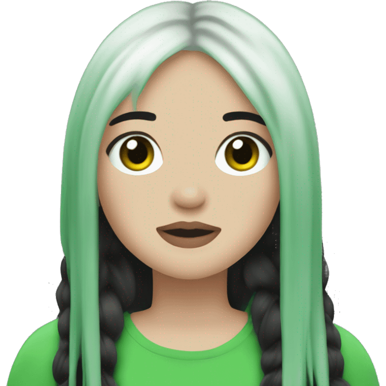 Billie eilish with her black and green hair emoji