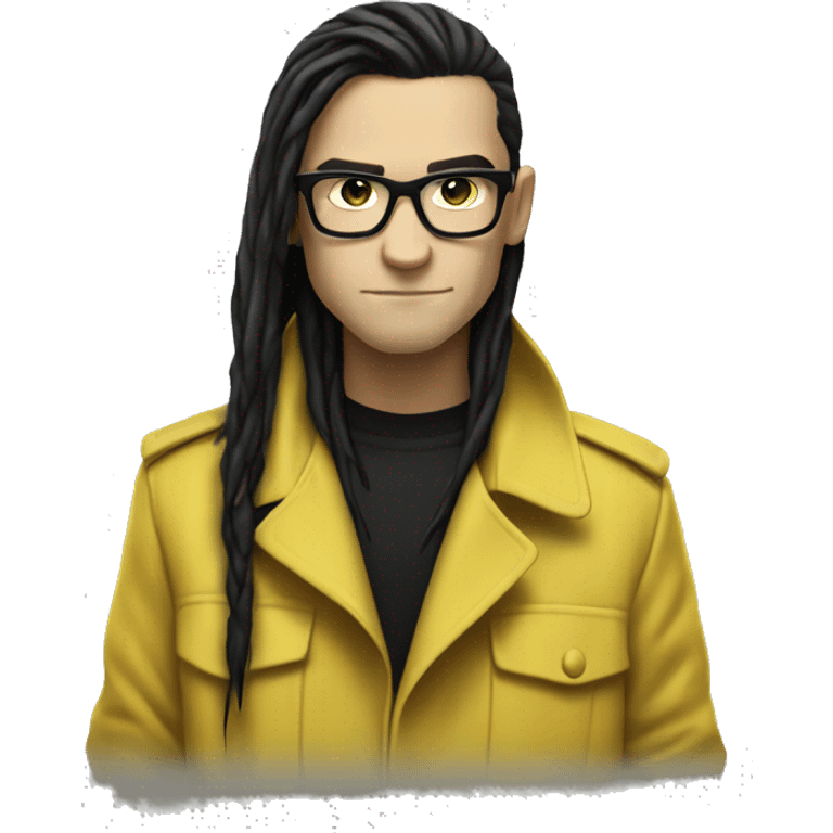 skrillex wearing a yellow trench coat emoji