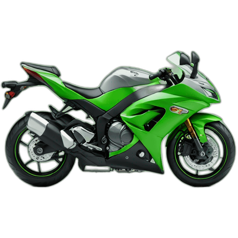 Gray dog is riding on green Kawasaki ninja emoji