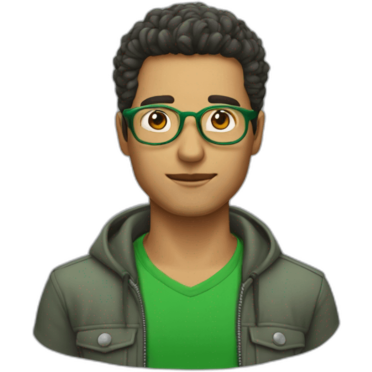 Persona, hombre, 35 años, lentes, cabello corto, ojos verdes,  emoji