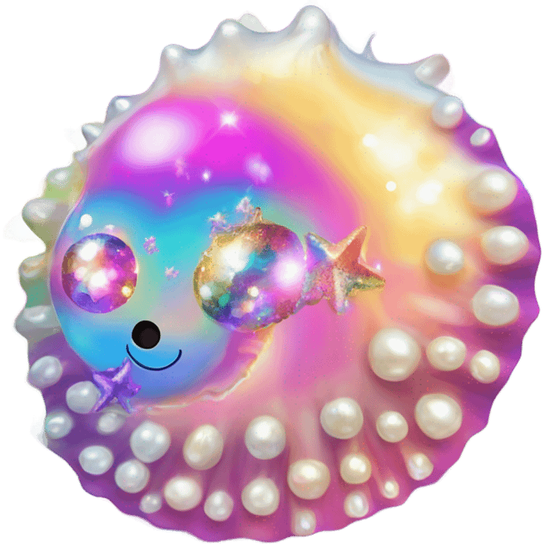 Lisa Frank sparkle sea shell with pearl ￼ emoji