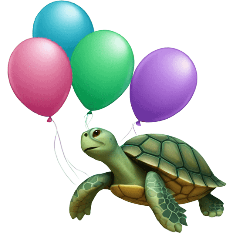 Turtle with birthday balloons emoji