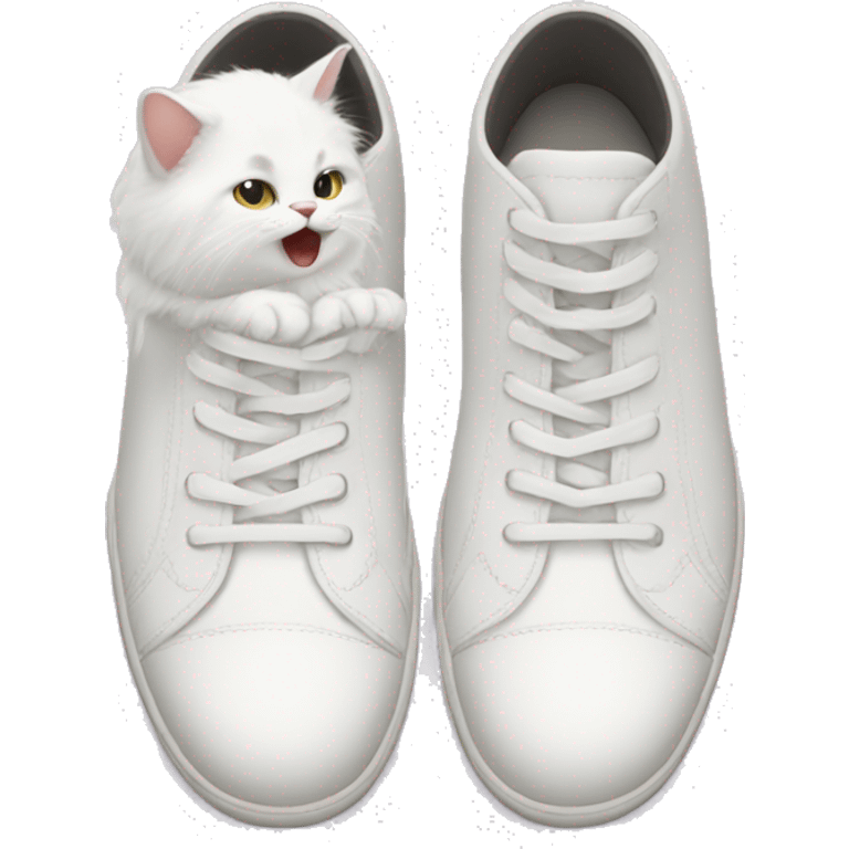 white cat and shoes emoji