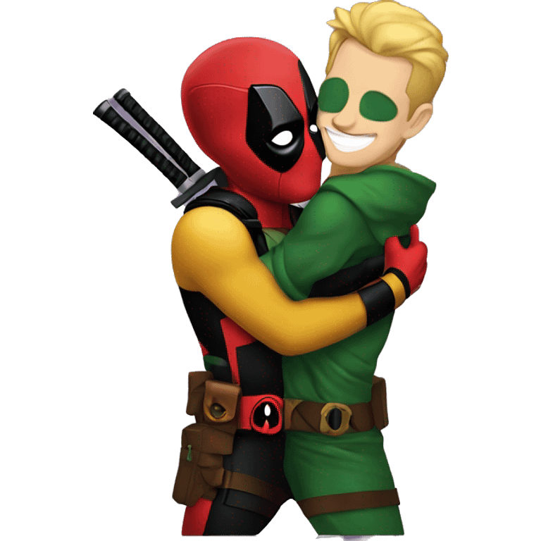 Deadpool hugging Loki emoji