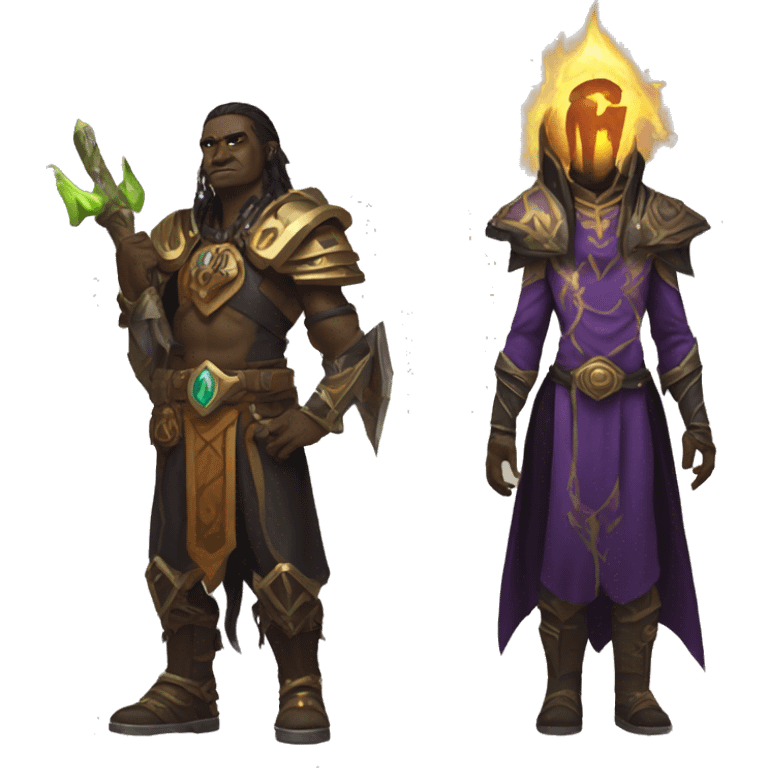 A Warlock and Warrior from World of Warcraft emoji