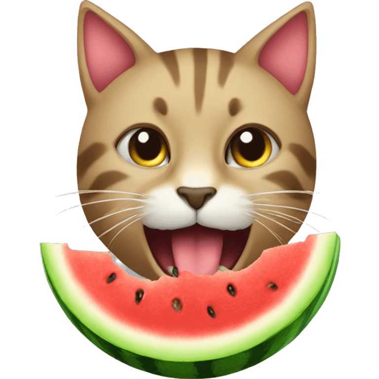 cat eating a watermelon emoji