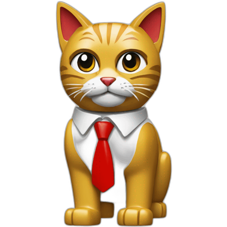 LEGO cat with red tie with keyboard emoji