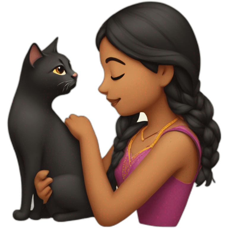 Indian girl kissing a cat emoji