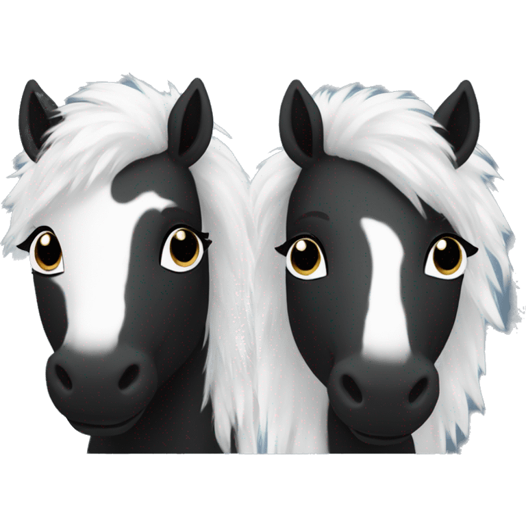 Two black and white fluffy ponies emoji