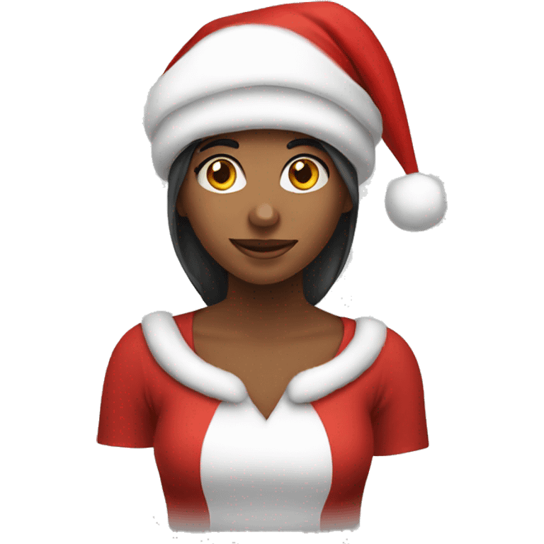 Girl wearing Santa hat emoji