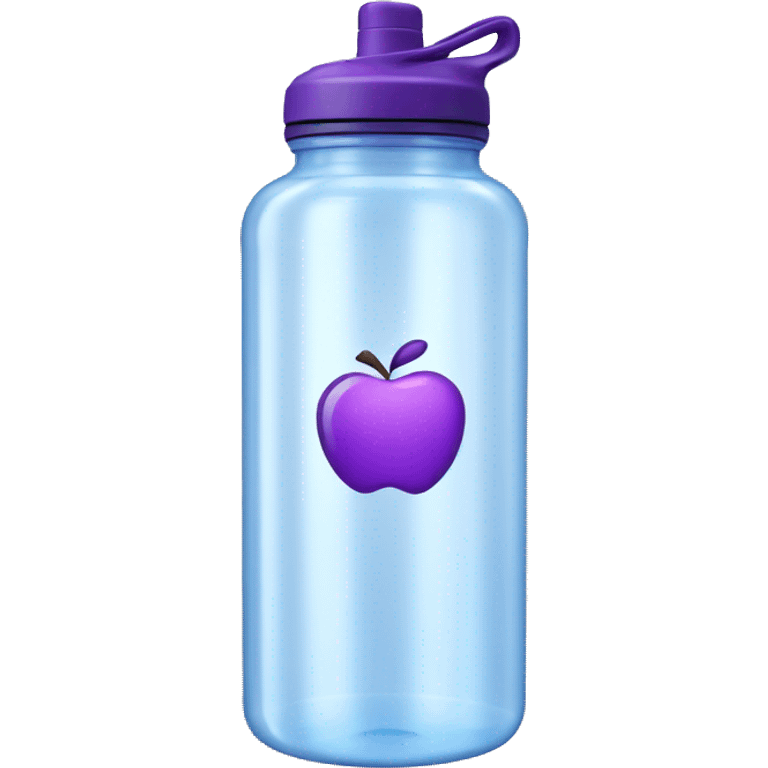 Gym water bottle transparent with purple details and a small apple logo on it  emoji