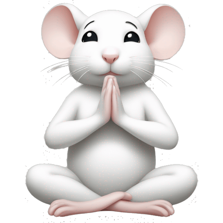 Cute little white mouse meditating emoji