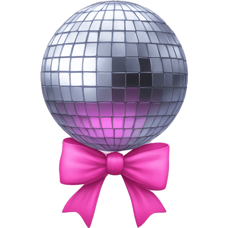 A disco ball with a pink bow on top  emoji