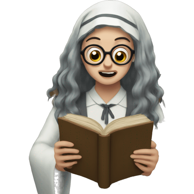 Moaning myrtle throwing book while crying emoji