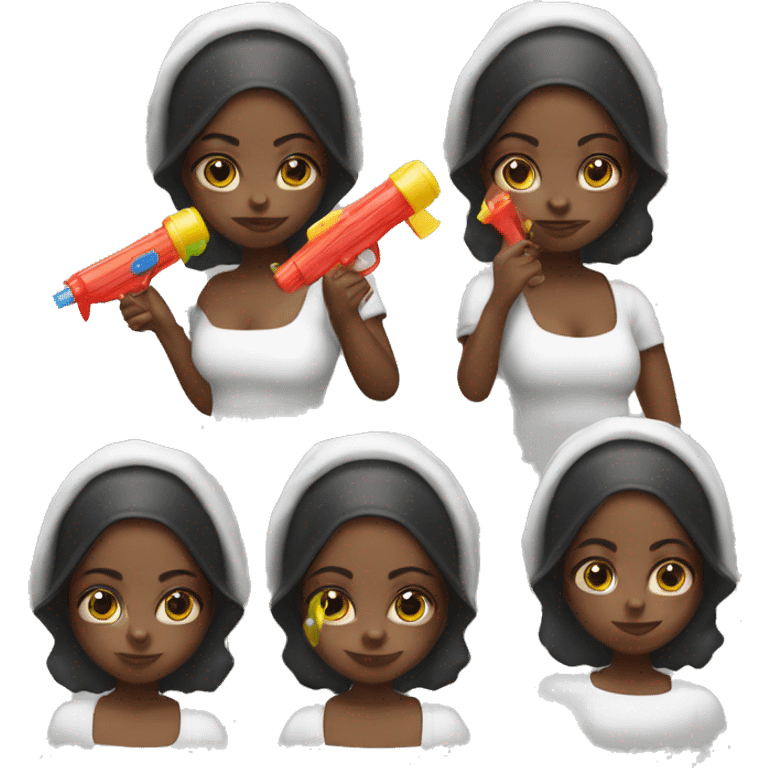 Black girl in bonnet mad with watergun emoji