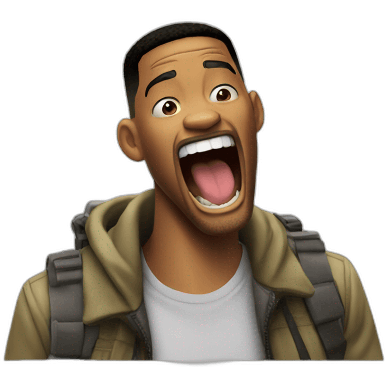 Will smith happy with open mouth emoji