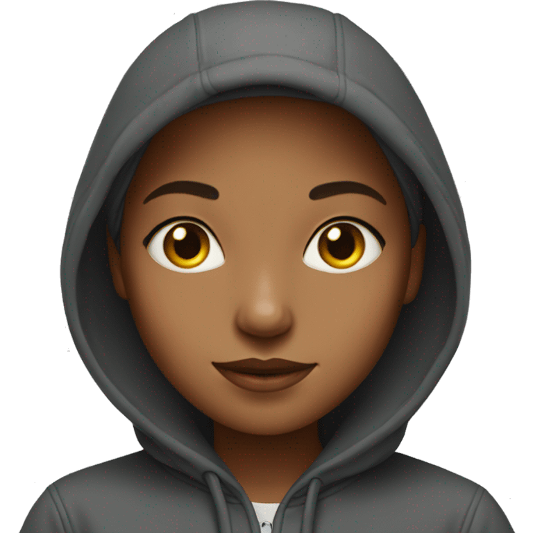 young woman, cool, in hoodie emoji