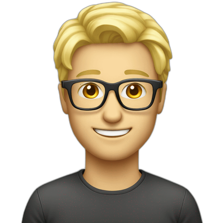 Blond man programmer glasses smile emoji