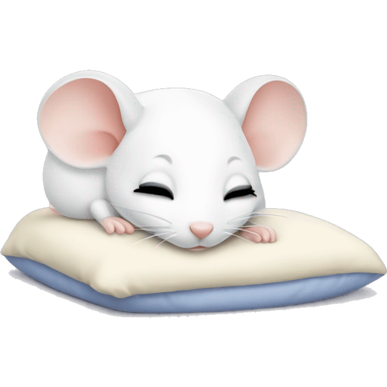 Cute little white mouse napping in bed emoji