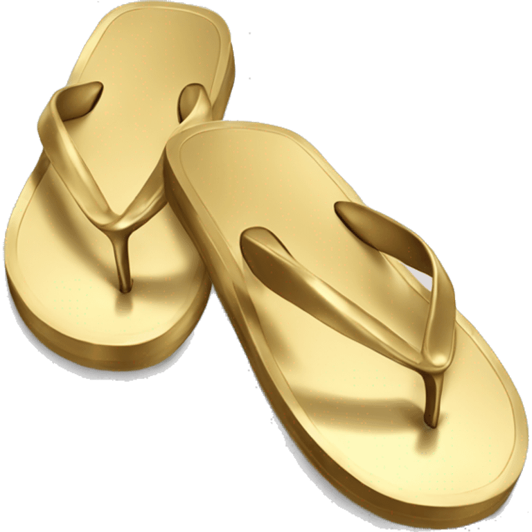 Realistic metallic gold flip flops. emoji