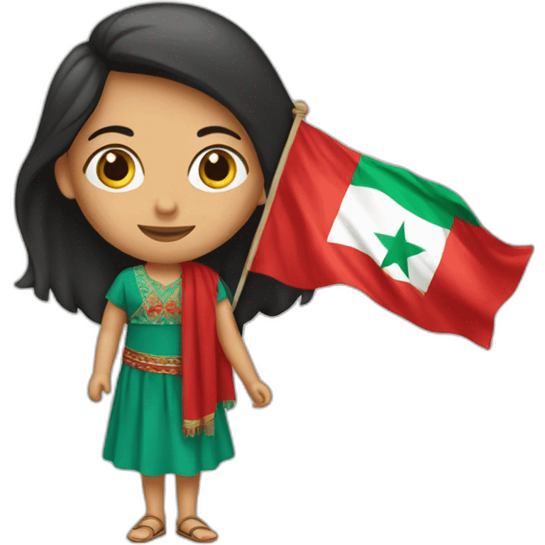 fille avec un drapeau du maroc  emoji