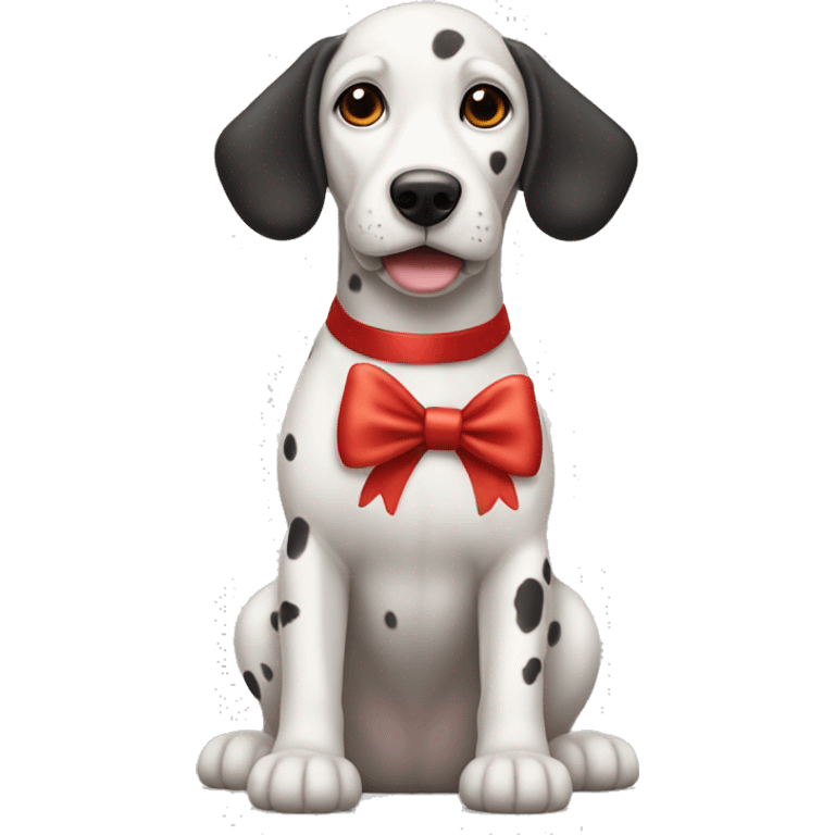 Dolmatian dog with a red bow around its neck, sitting on its hind legs emoji