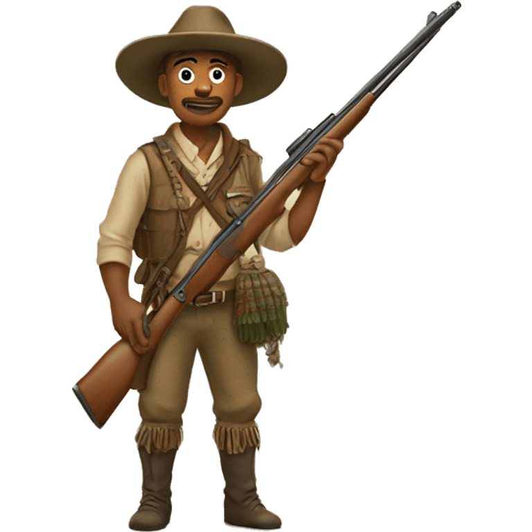 Hunter in traditional costume with rifle on his back emoji