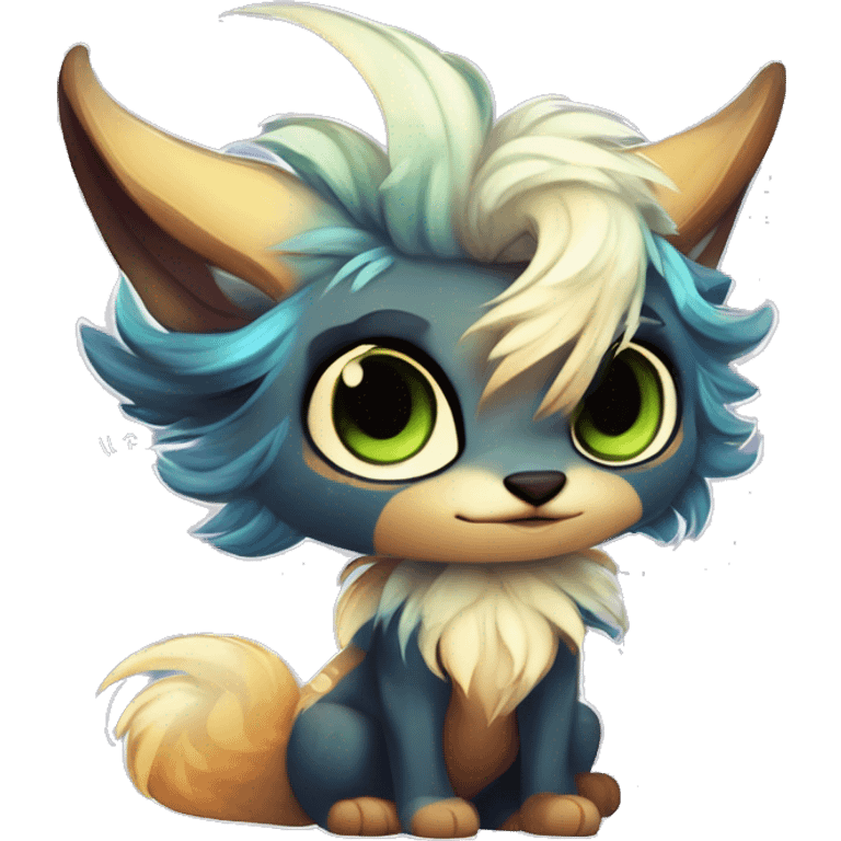 Cool cute Kawaii edgy fantasy shiny chibi animal creature fursona Fionbri vernid by griffsnuff & LiLaiRa & Falvie full bodyal emoji