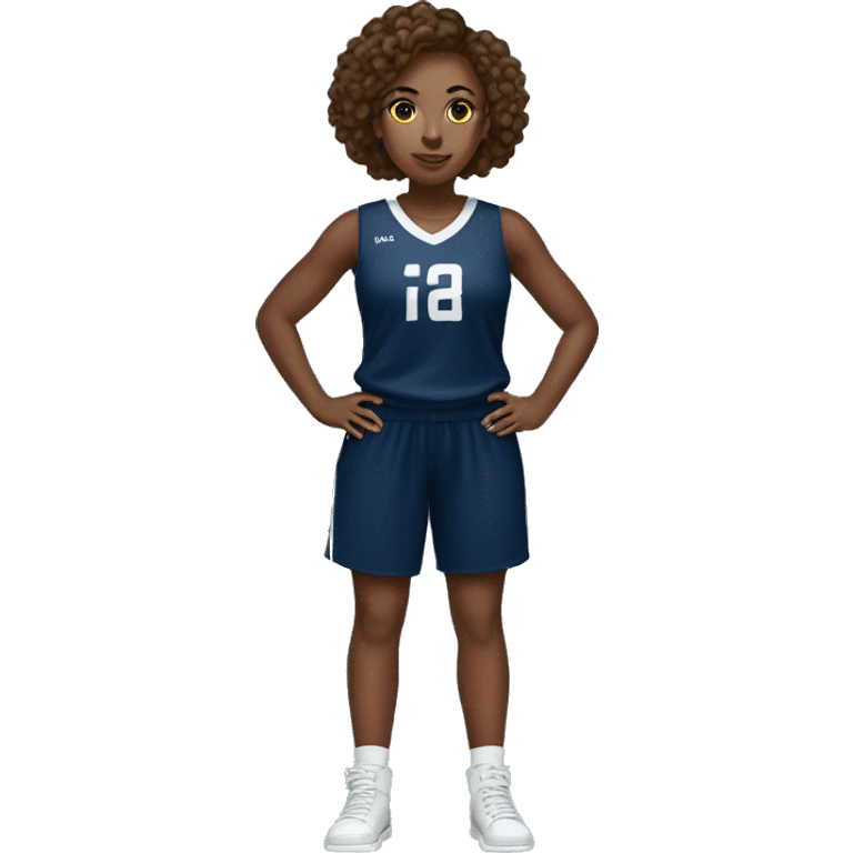 Girl in basketball uniform navy blue emoji