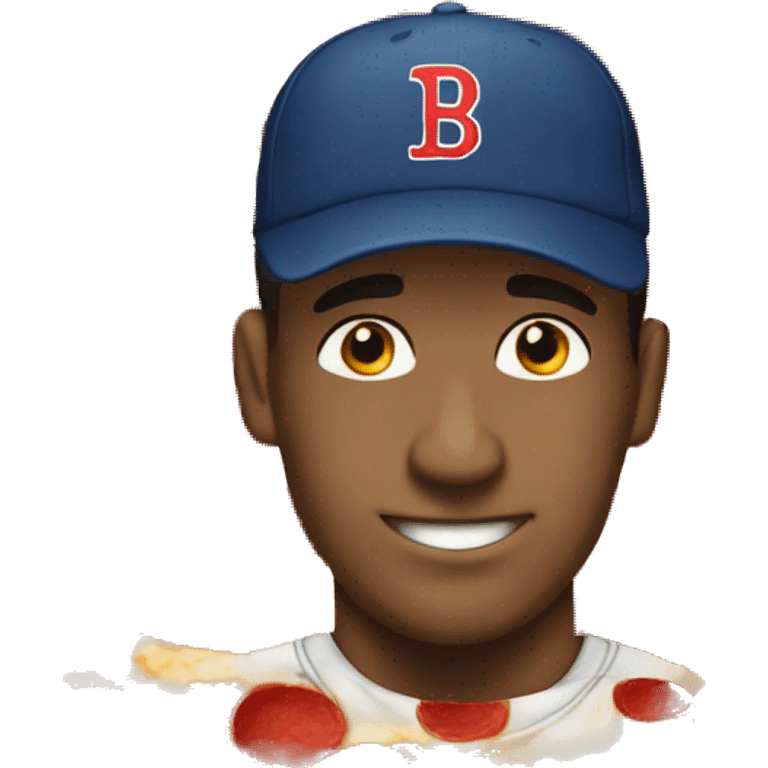 pizza with boston baseball cap emoji