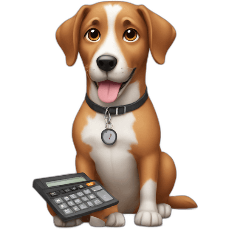 dog using calculator emoji