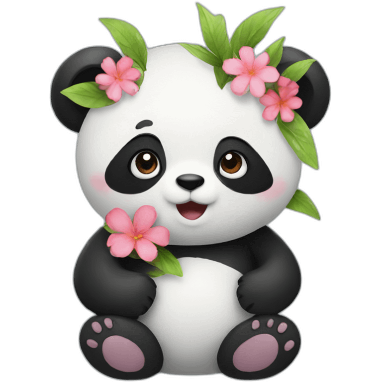 Panda with flower emoji