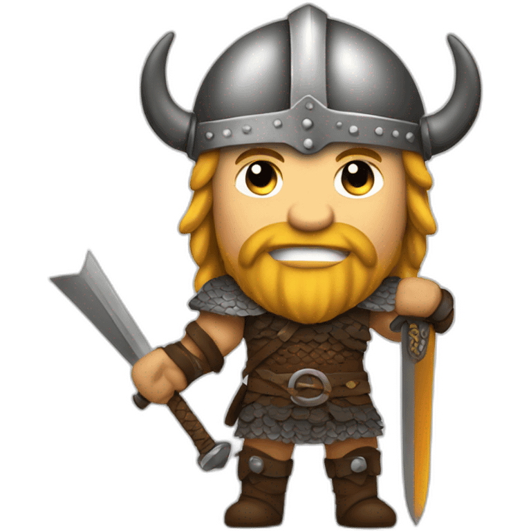 viking warrior with helmet and sword emoji