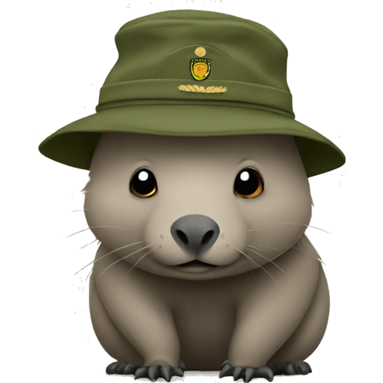 Wombat with army slouch hat emoji