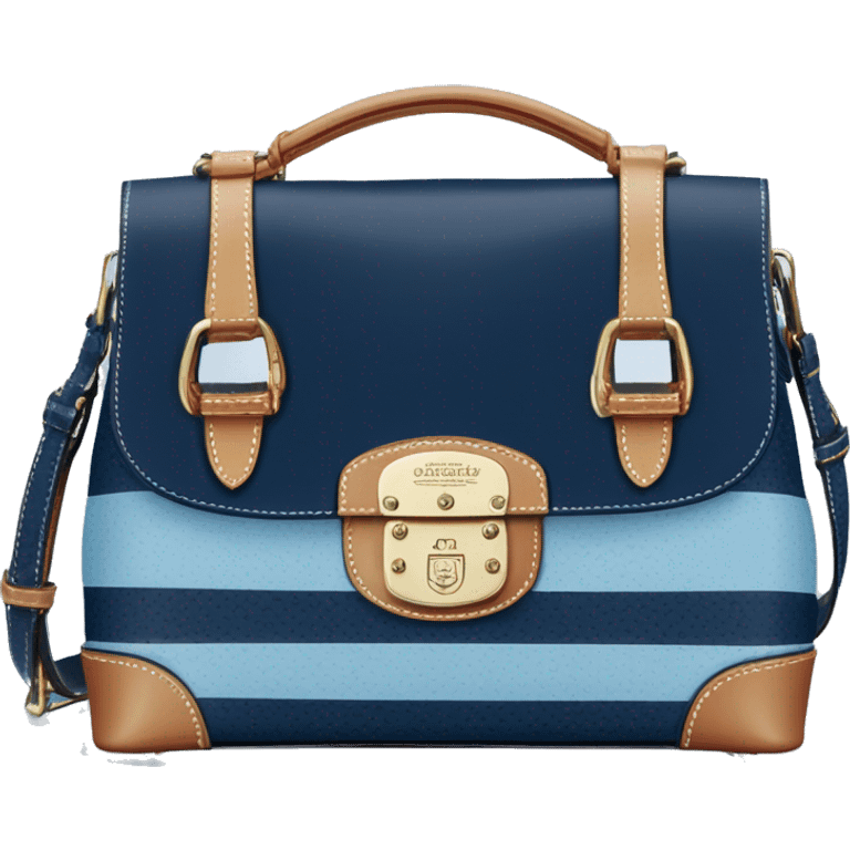 Realistic navy blue and light blue domed Dooney and Bourke satchel hand bag. emoji