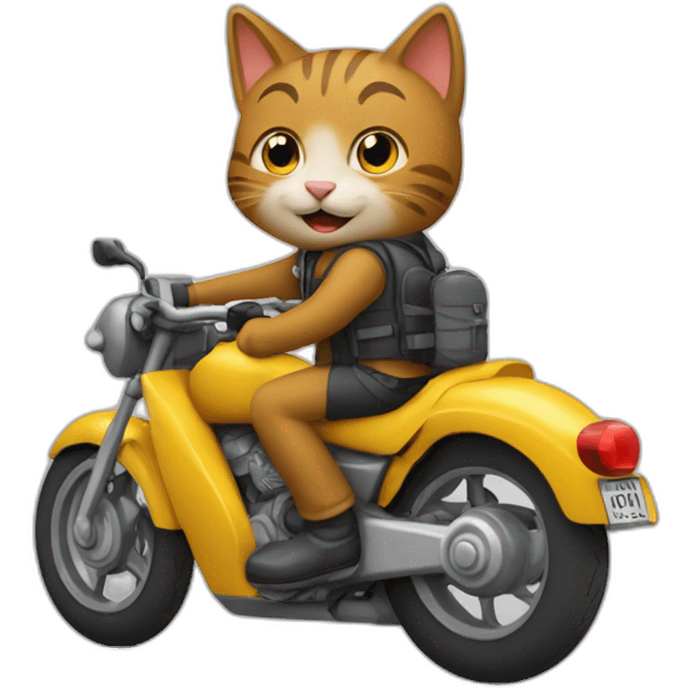 un chat conduisant une moto emoji