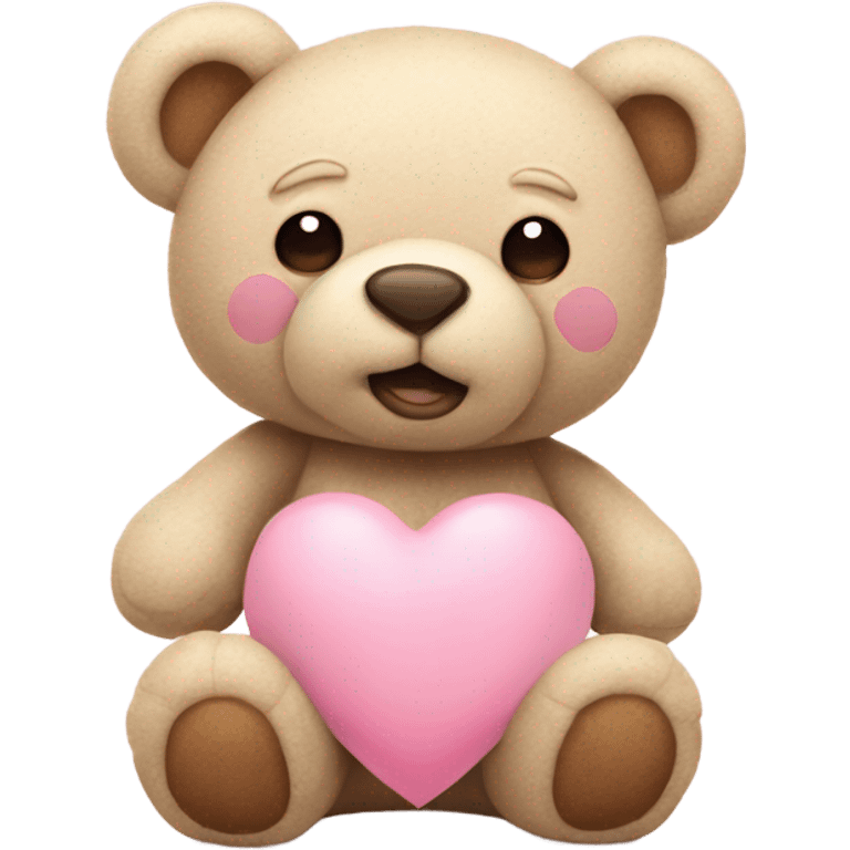 beige teddy bear and a pink pastel heart emoji