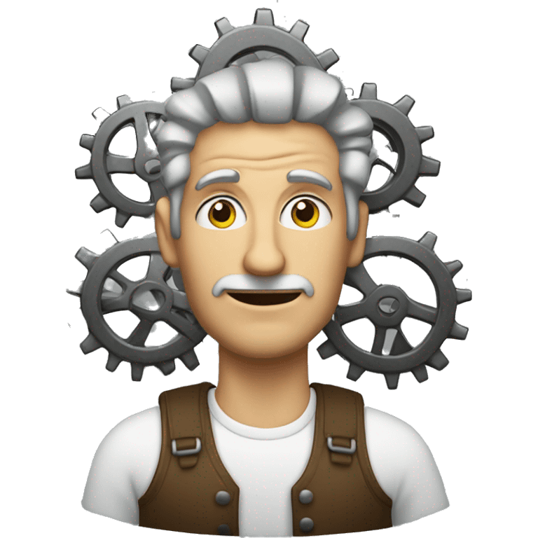 a man with a huge cog emoji