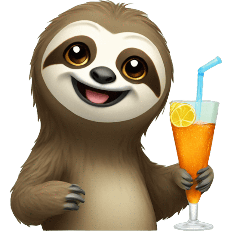 happy sloth with spritz emoji