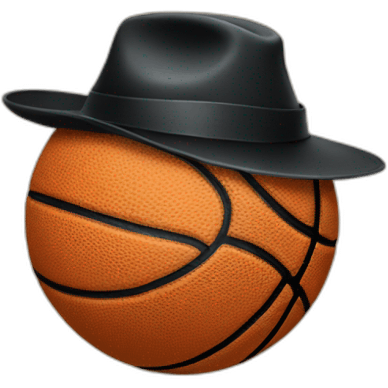 A basketball with a black hat emoji