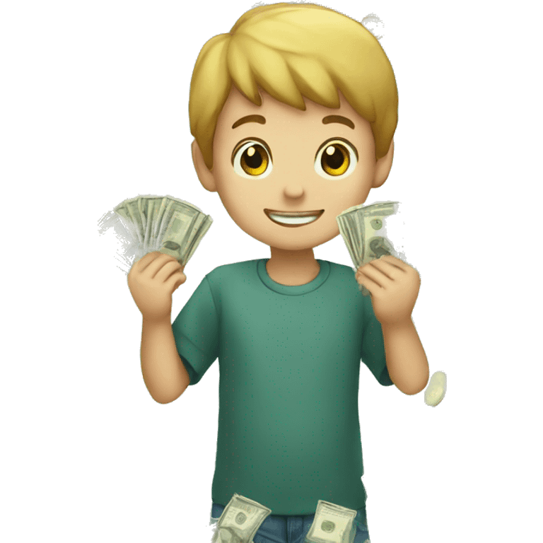 A boy counting money emoji