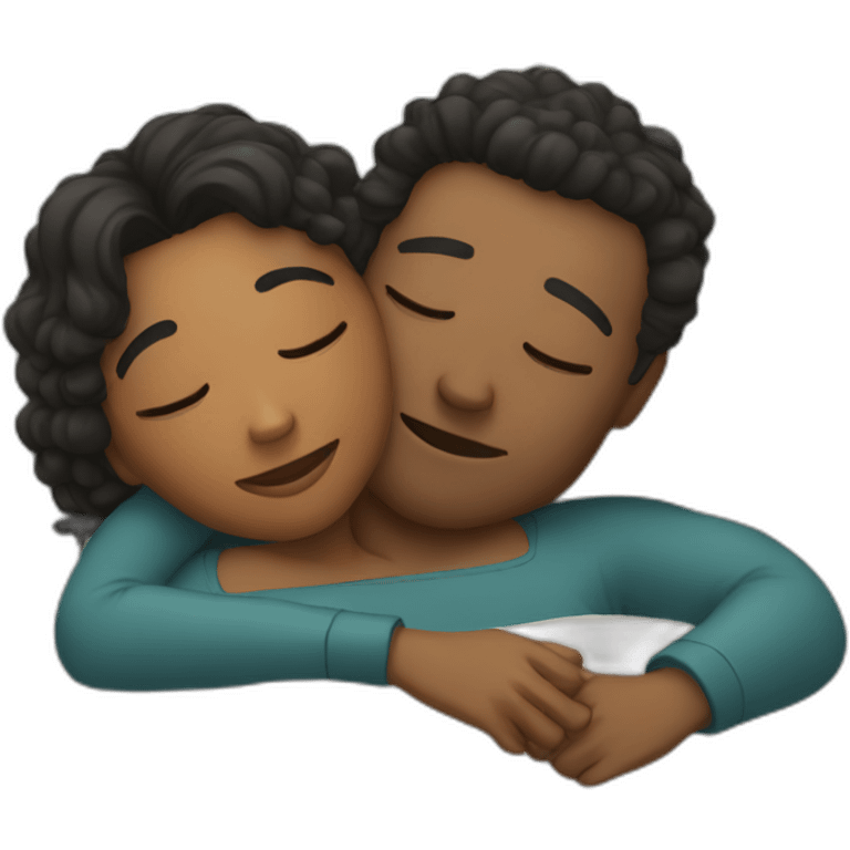 two people cuddling while lying down emoji